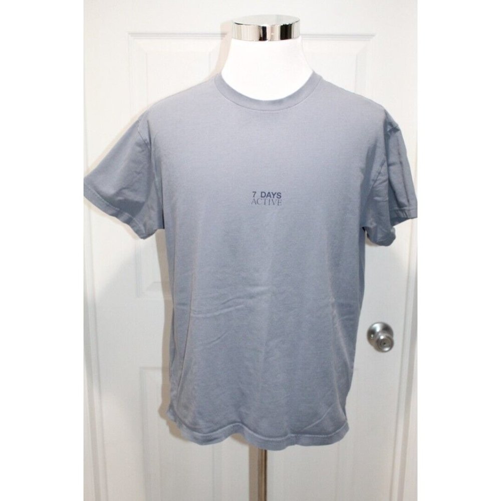 7 DAYS ACTIVE Mens T-Shirt Slate Blue Made in Portugal Size Medium M Flawless